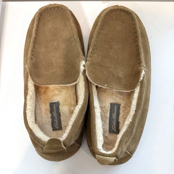 Eddie Bauer Loafer Moccasin Slippers  Suede Leather Jesse Tan Sz 13 XXL - Picture 7 of 9